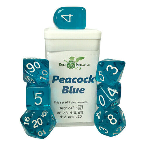 Role 4 Initiative Set of 7 Dice Peacock Blue
